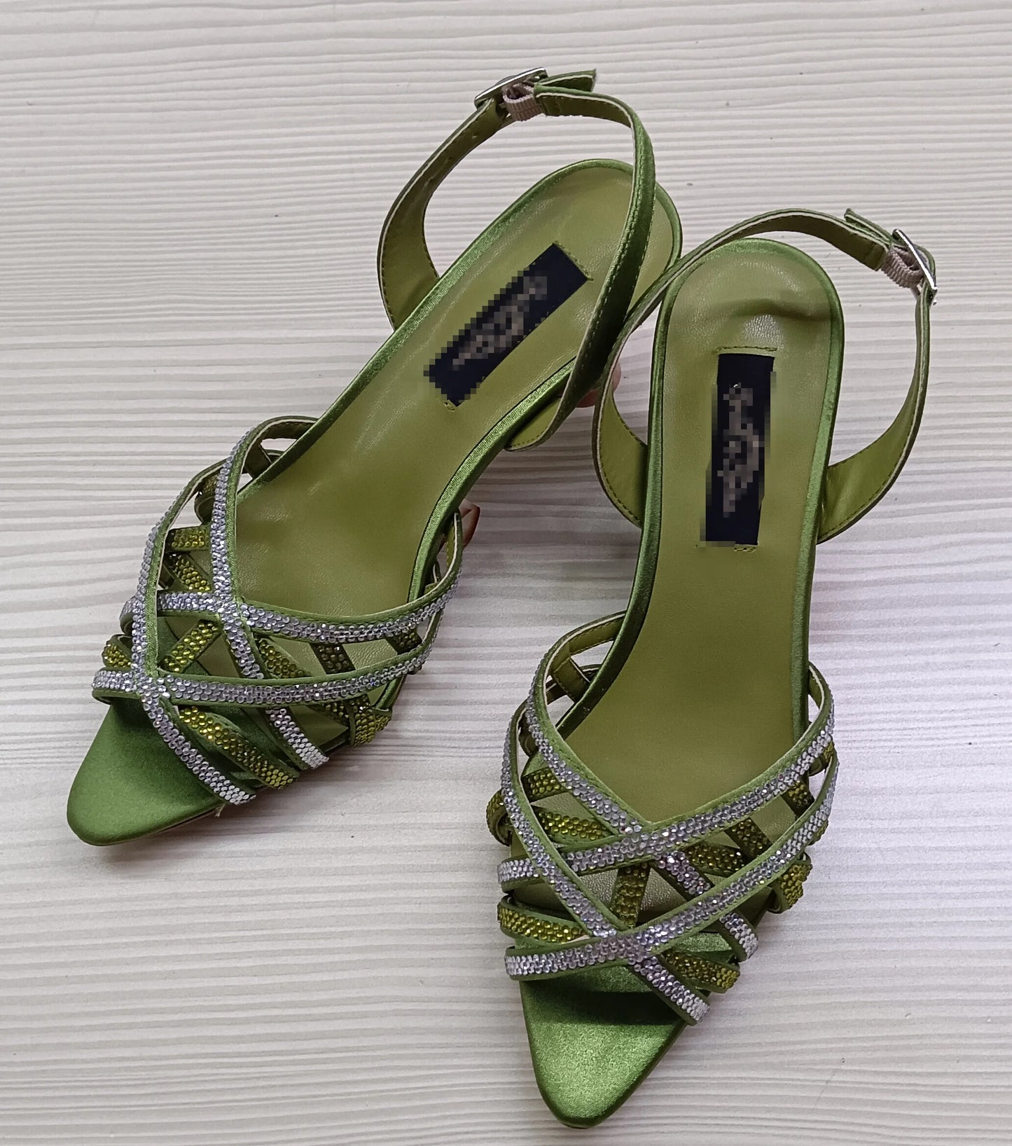 INSIGHTLINK Lady Olive green/Orange/pink/Yellow Rhinestones high-heeled sandals Women Wedding banquet Dress high heels shoes