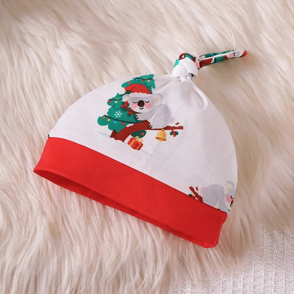 Baby Boy and Girl Christmas Costume Cute Koala Long Sleeve Top+ Pants+Hat 3PCS Clothes Set for 1-18 Months Infant Holiday Suit