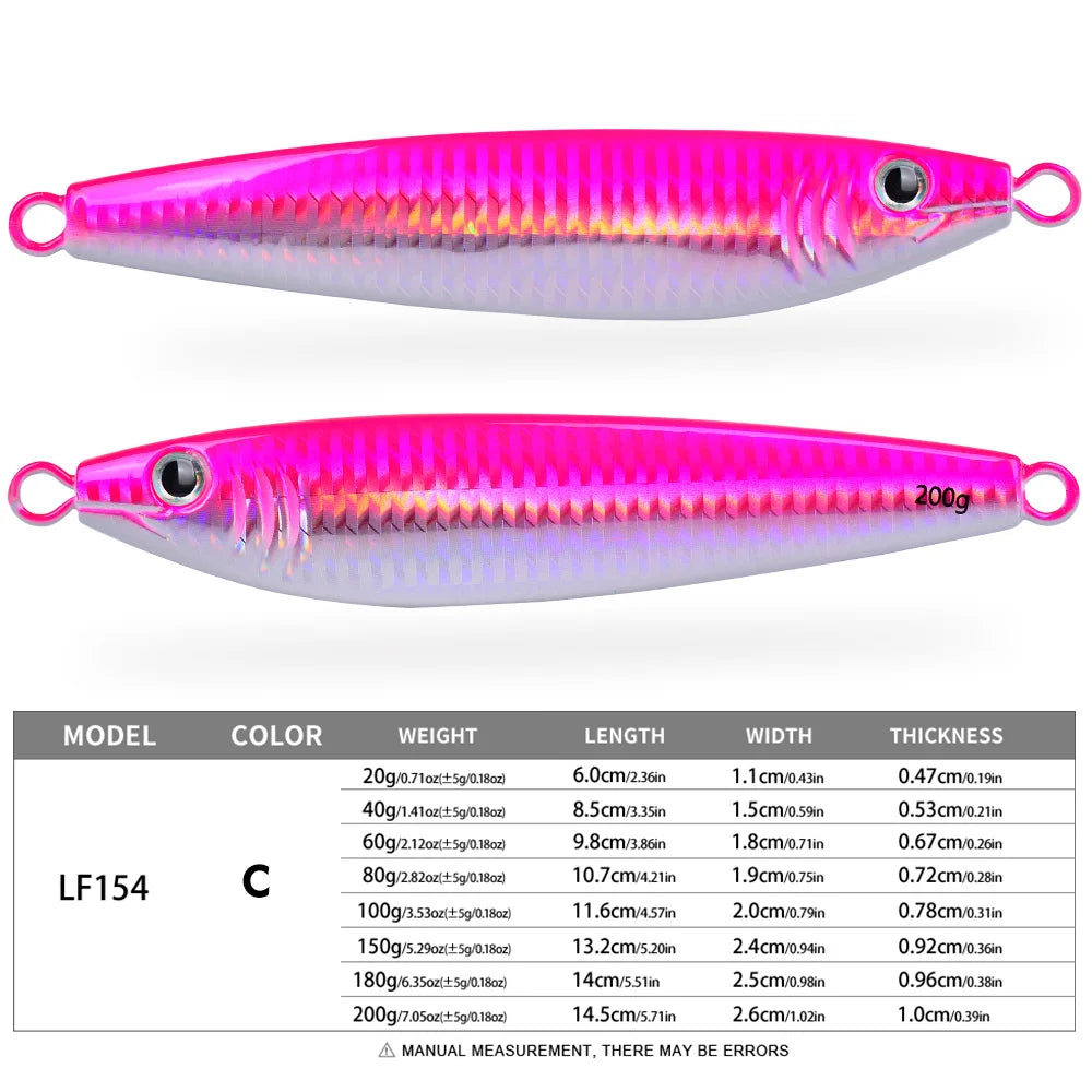 Proberos 20g-200g Metal Jig 3D Print Shore Trolling Spoon Hard Fishing Lure 1PC Artificial Laser Body Shiny Luminous Tackles