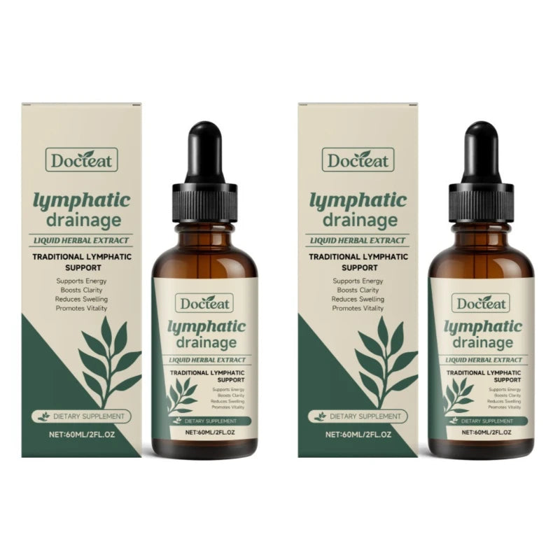 Docteat Lymphatic Drainage Herbal Drops Cleavers Prickly Ash Daily Lymphatic Support for Men Women 60ml 60 Servings