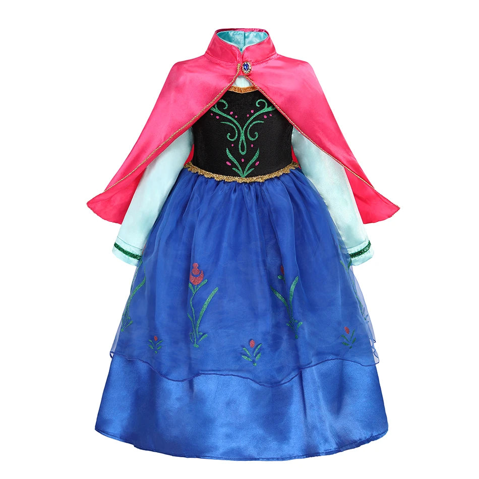 Halloween Birthday Carnival Princess Costume Dress Elsa Anna Snow White Aurora Moana Rapunzel Mermaid Belle for Girls 2-8Y