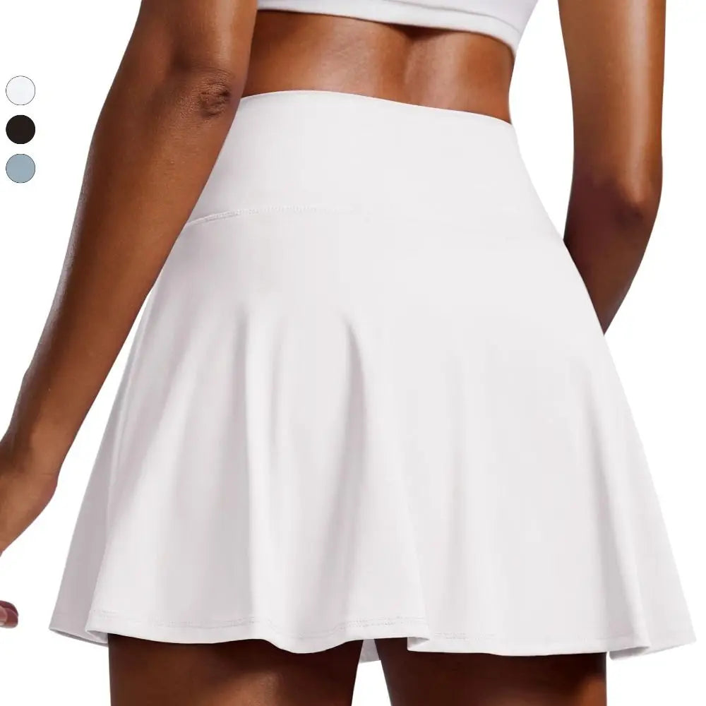 Fashion Pleated Tennis Skirts Tummy Control Built-in Shorts Golf Skorts Crossover Style 2 in 1 Design Athletic Skirts Women