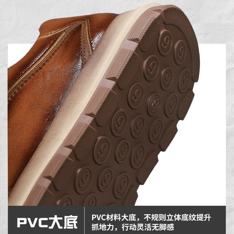 Classic Leather Casual Sneakers for Men Comfortable Sport Shoes High Quality Platform Shoes Lace Up Anti Slip Men Athletic Shoes