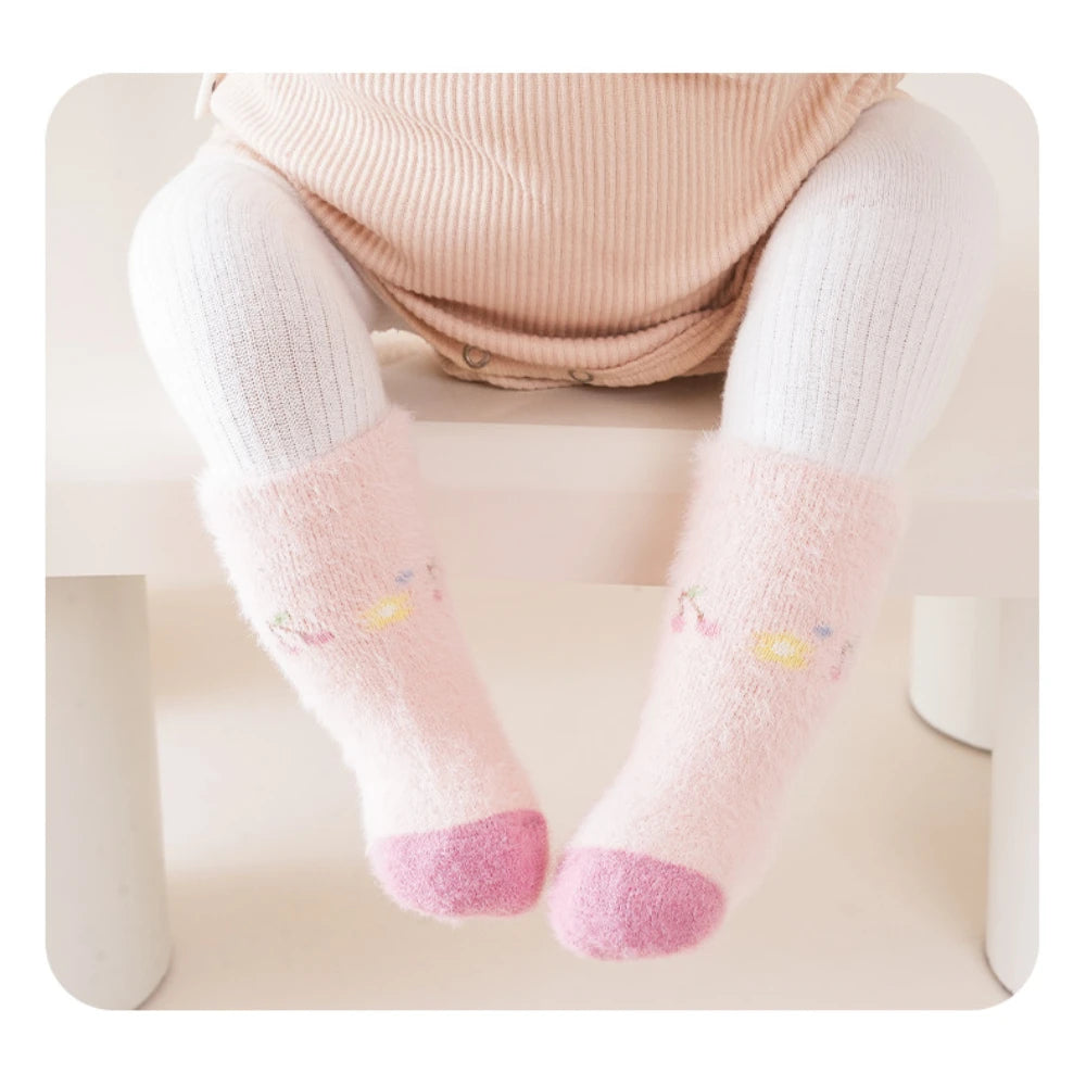 3Pair Adorable Winter Cartoon Baby Plush Socks,Soft Socks for 0-24 Mother Baby and Toddler,Comfortable Footwear for Little Ones