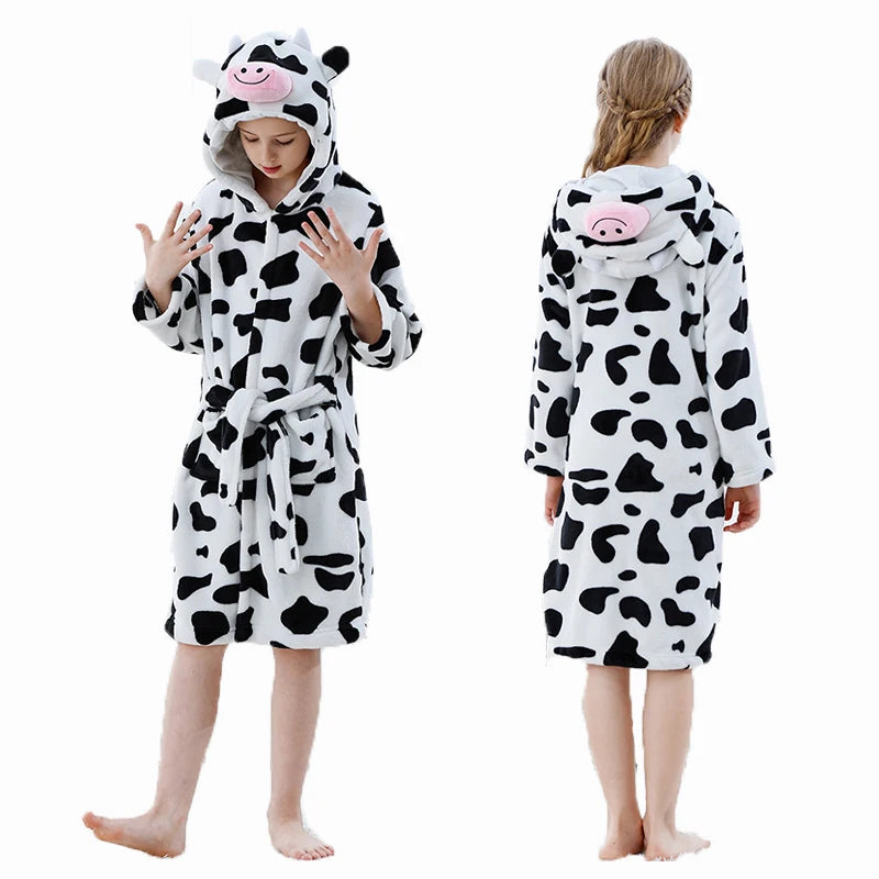 Halloween Dinosaur Bathrobes for Children 3 5 7 9 11 13 Years Kids Animal Flannel Homewear Boy Hooded Sleepwear Girls Nightgown