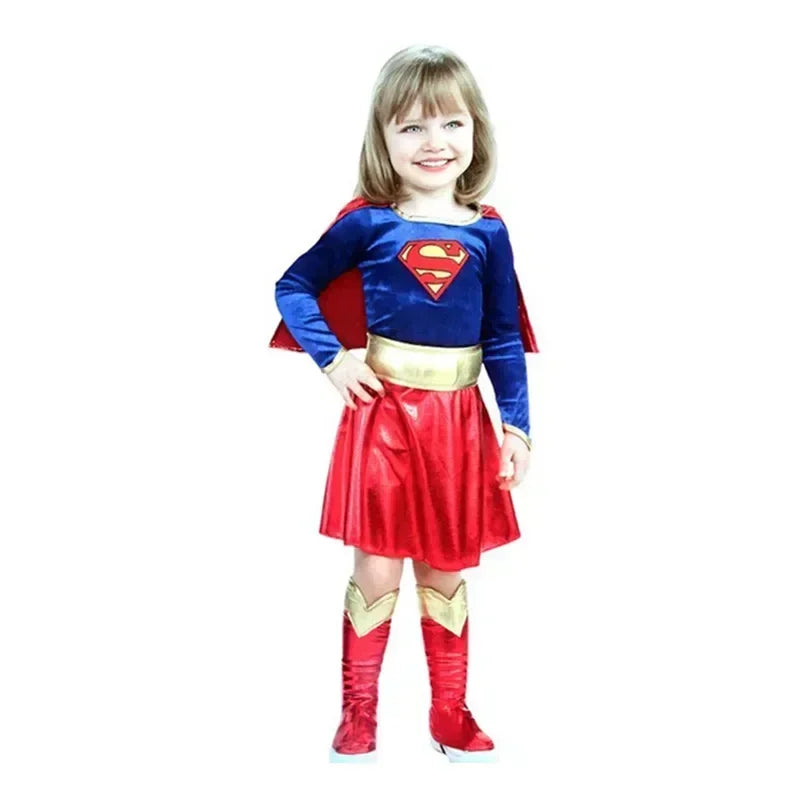 Children's Day Carnival Kids Superhero Super Girls Cosplay Costumes Cloaks Party Dress Birthday Clothes Halloween