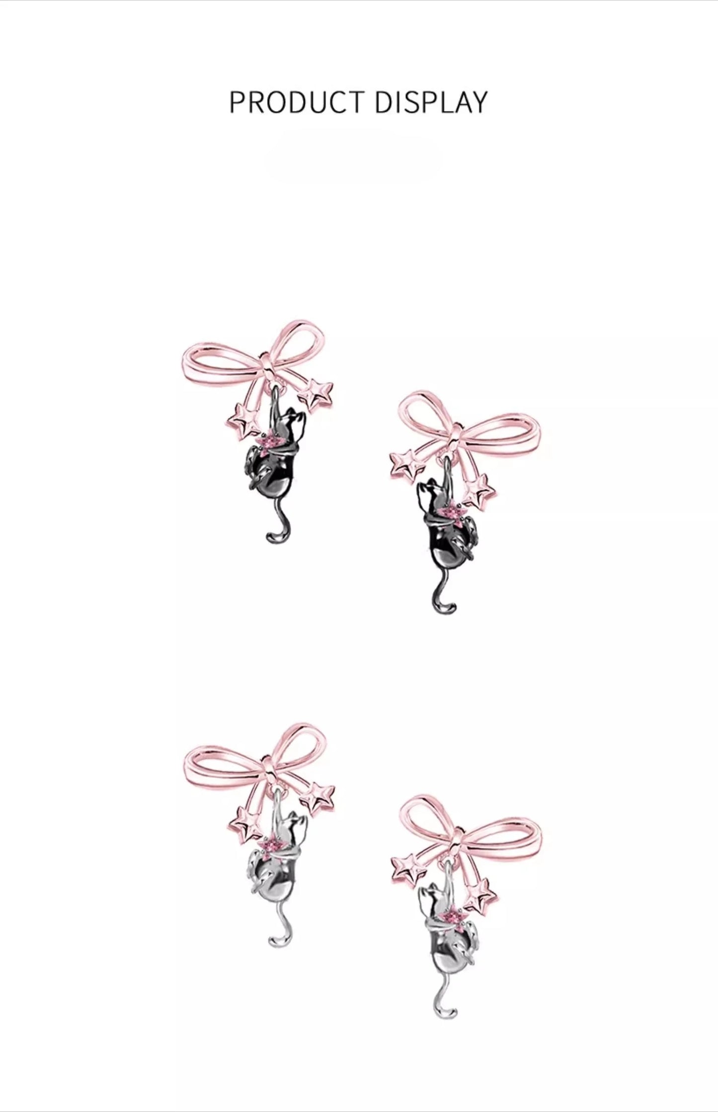 MASW Original Design Luxury Temperament Pink Bowknot Cats Earrings For Women 2025 Trend New Fashion Jewelry Accessories