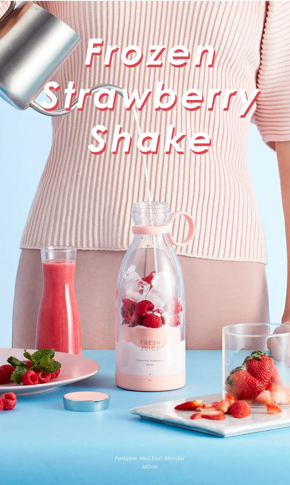 Portable Electric Juicer Cup USB Rechargeable Mini Blender Bottle for Fruit Smoothie Juice Vegetable Travel