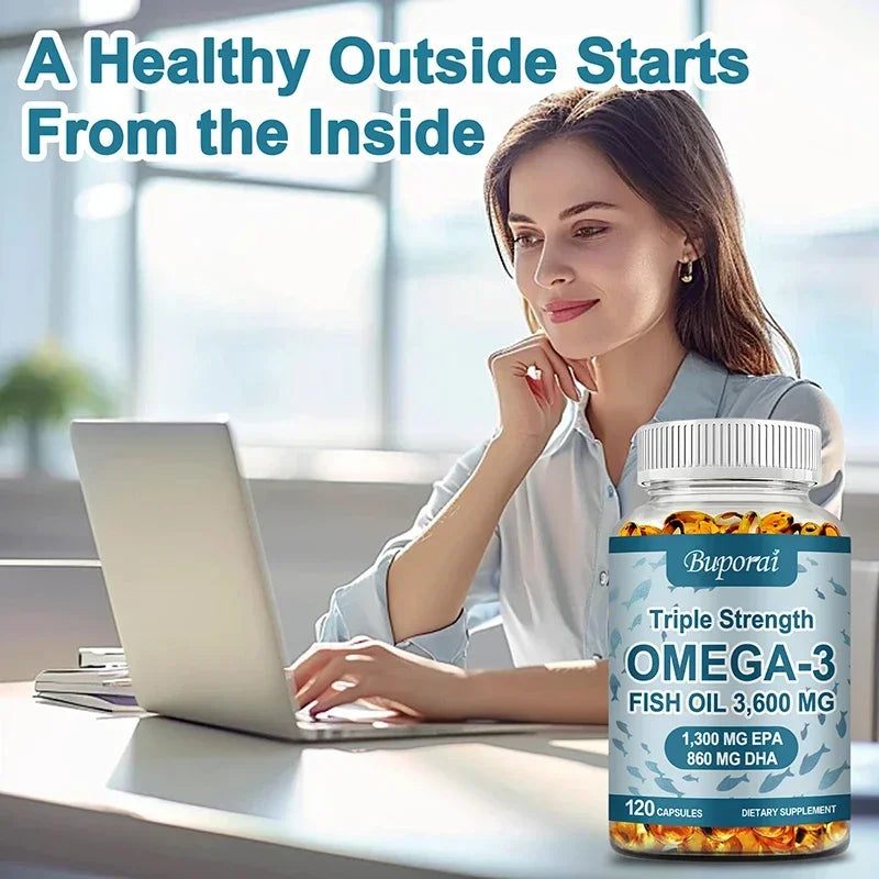 Omega-3 Fish Oil Supplement - Rich in EPA+DHA, Supports Joint, Brain and Eye Health, Enhances Immune Function, and  Antioxidant