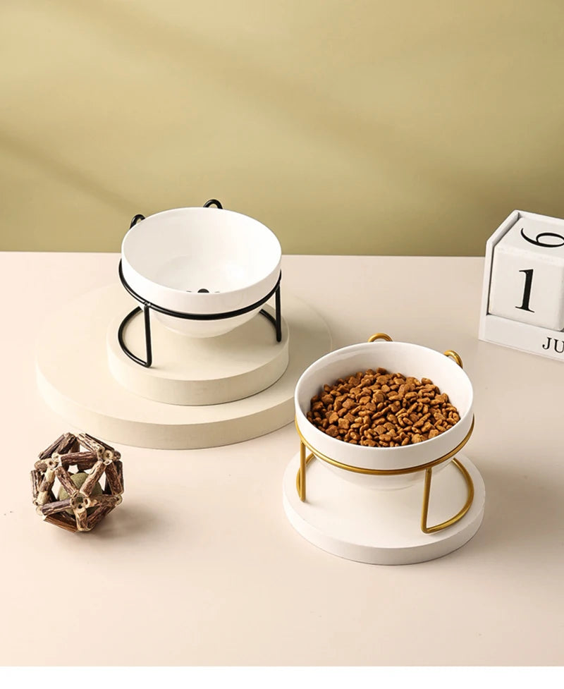 500ML Pet Ceramic Bowl Kitten Puppy Ceramic Bowl Water Feeder Cat Food Feeding Dish Dispenser with Raised Stand Cat Accessories