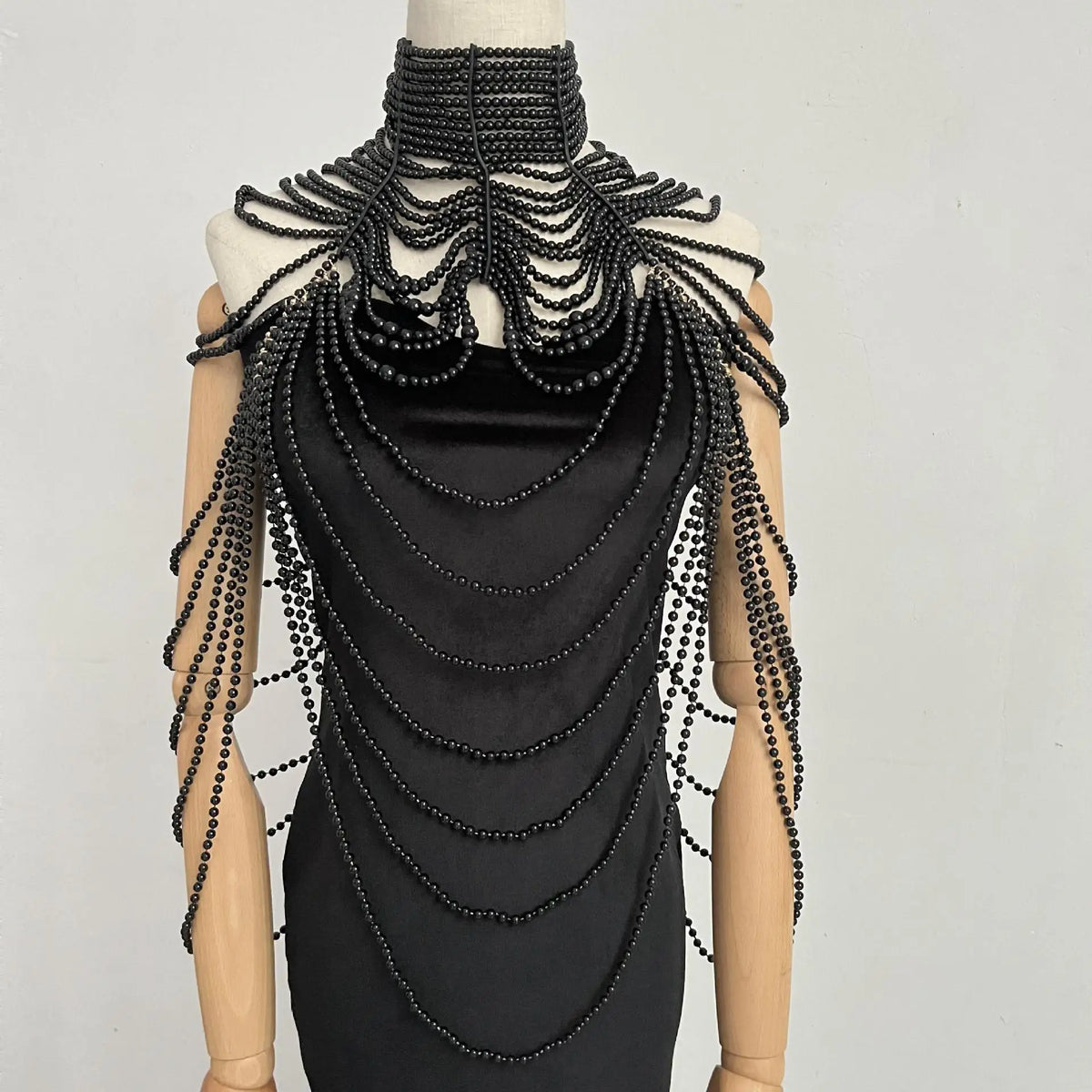 Luxury Women Pearls Choker Necklace Bride Wedding Gown Cape Multi-layers Pearls Beaded Wide Body Chain Collar Necklace Jewelry