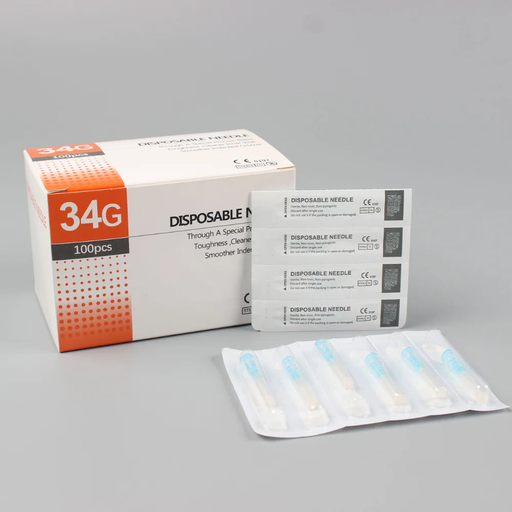 100PCS 34G 4/6/8/13/1.5/2.5MM Painless Small Superfine Beauty Needle Disposable Plastic Syringes Korean Needles Eyelid Tools