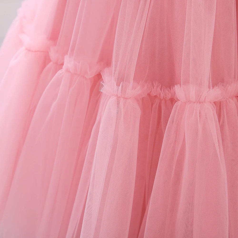 Bow Tulle Baby Baptism Dress For Girls Princess Costume Infant 1 Year Birthday Wedding Party Dresses Toddler Girl Summer Clothes