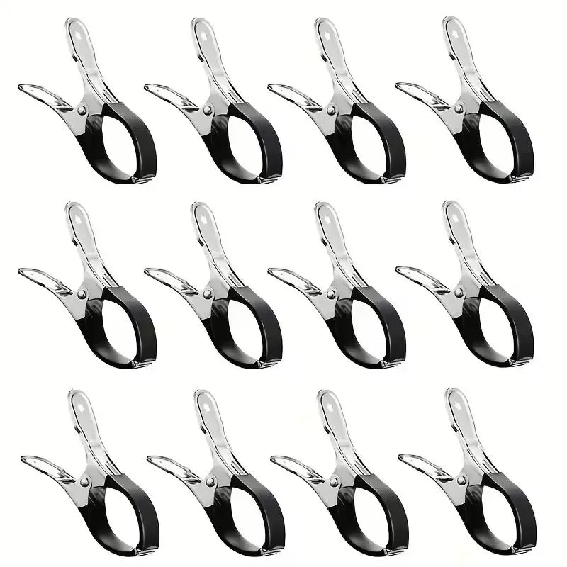 6/12pcs Durable Stainless Steel Pool Cover Clips with Plastic Handles - Heavy Duty Windproof Spring Clips Clothesline Clip