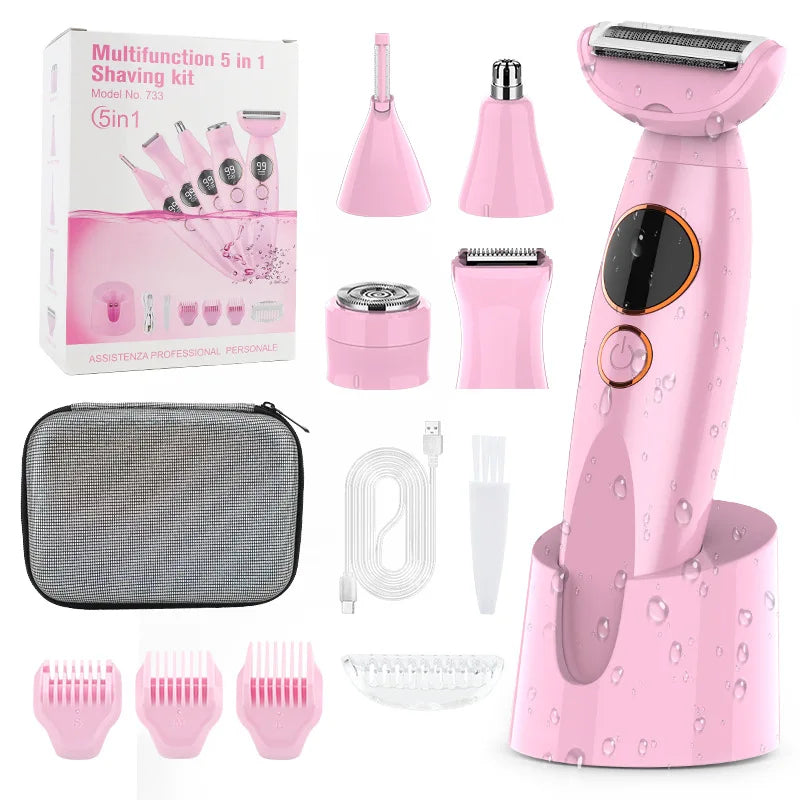RESUXI 733 5 in 1 Multifunctional Women's Electric Epilator Face Shavers Eyebrow Trimmer Painless Bikini Trimmer Hair Removal