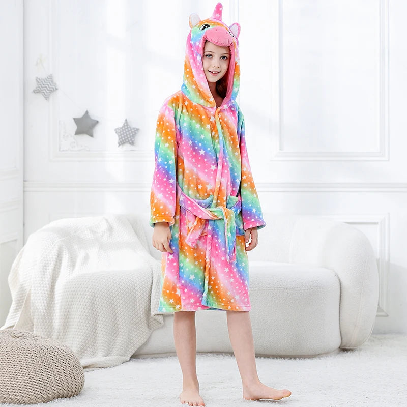 Halloween Dinosaur Bathrobes for Children 3 5 7 9 11 13 Years Kids Animal Flannel Homewear Boy Hooded Sleepwear Girls Nightgown
