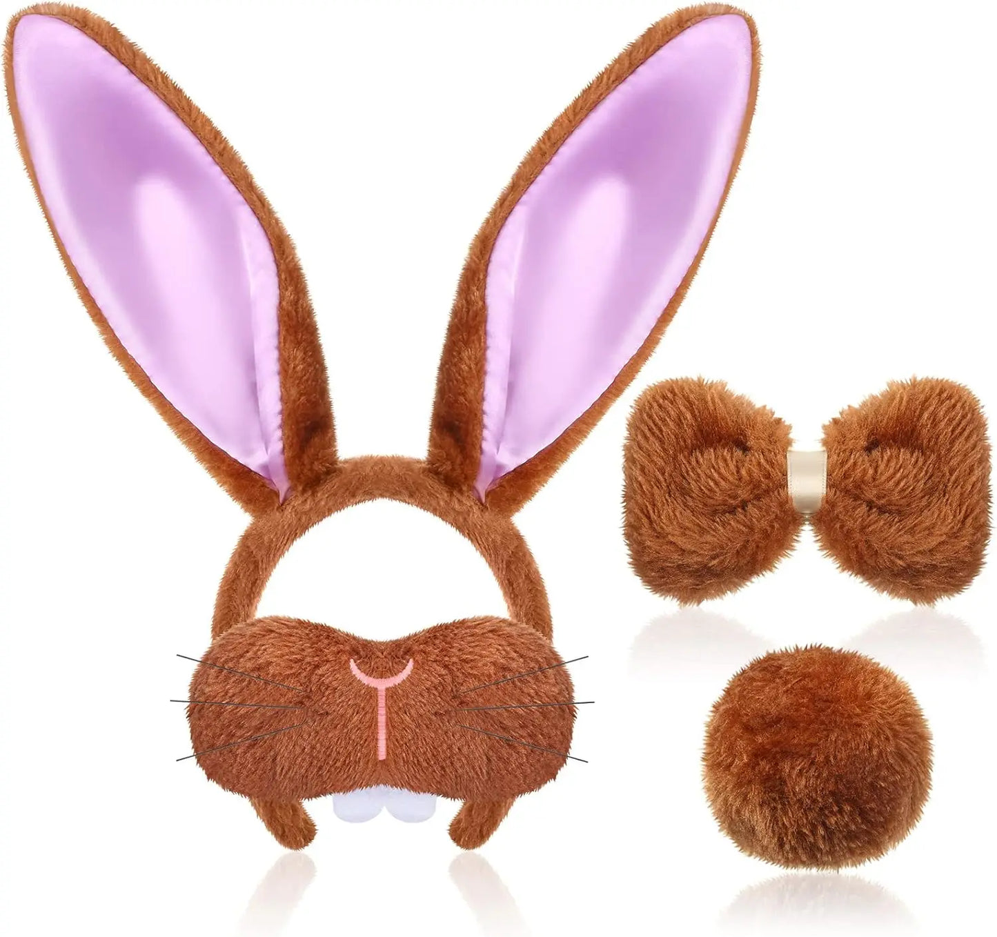 Halloween Bunny Costume Accessories Set Bunny Nose Tail Tie and Ears for Boys Girls Halloween Party Cosplay