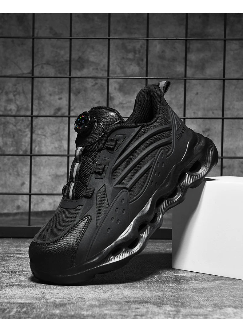 Rotating Button New Safety Shoes Men Anti-smash Anti-puncture Work Shoes Fashion Men Sport Shoes Security Protective Boots Men