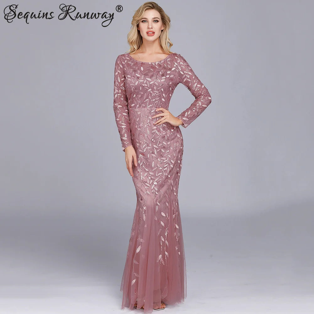 Sexy vintage Maxi Sequin cocktail Dress bridesmaid Prom Dresses for Women Casual Party Long sleeve club Bodycon Dress vestidos