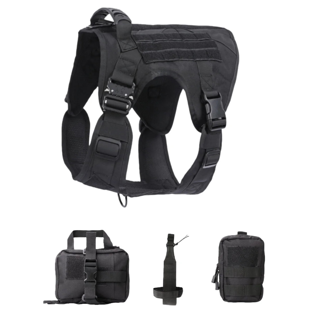 Tactical Dog Harness, Adjustable No-Pull Handle Service Vest Heavy Duty Pet Large Breed,  Dog Vest for Training Hunting Walking