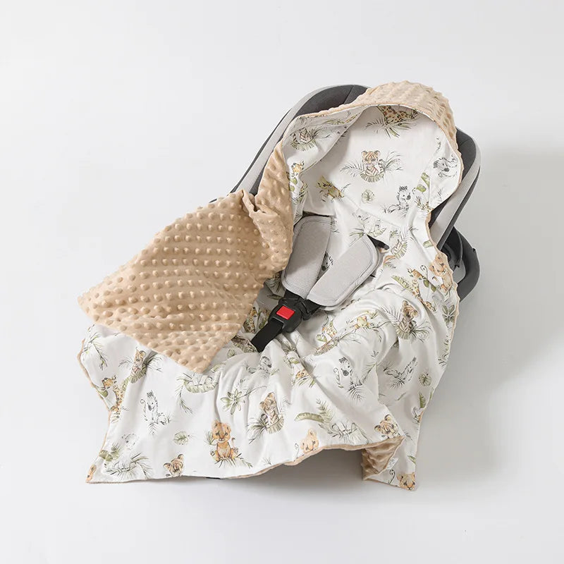 Baby Stroller Blanket Newborn Safety Seat Basket Sleeping Blankets Fleece Quilt Baby Swaddle Wrap Hooded Stroller Cover