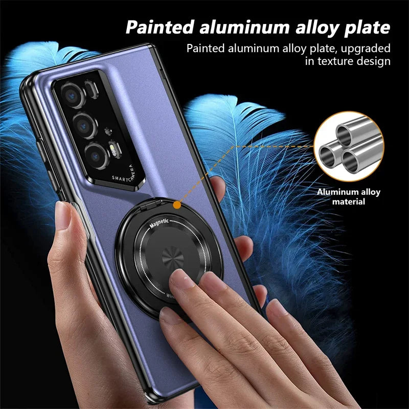 Matte Solid Color Phone Case for Honor Magic V2 RSR Hard Shell Protection Shockproof Film Protector with Holder Cover