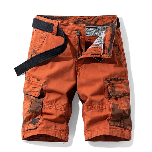 2025 New Men's 100% Cotton Summer Casual Shorts Multi-Pocket Shorts Solid Color 4 Colors Outdoor Breathable Shorts