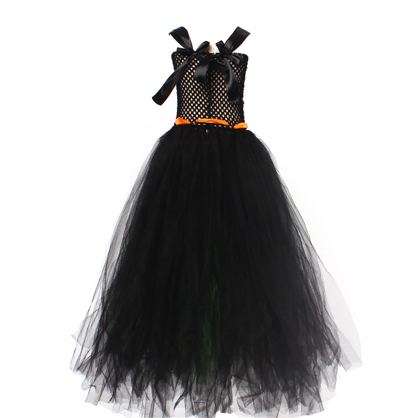 Halloween Witch Costume For Girls Kids Long Veil Dress Princess Dress Birthday Party Dress Stage Performance Dress