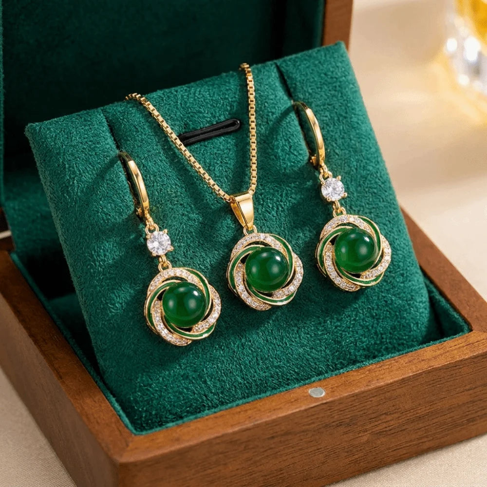 Gifts Versatile Zircon Jewelry Sets Dainty Trendy Imitation Pearl Jewelry Sets Elegant Shining Necklace Earrings Sets Evening