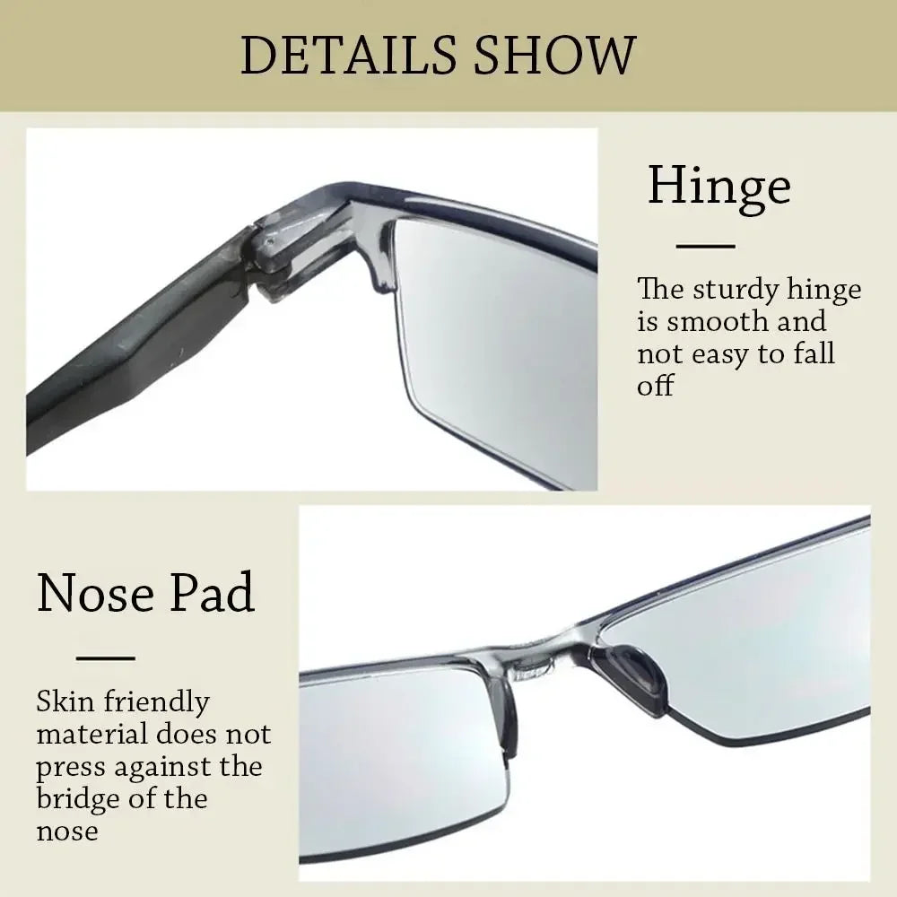 Smart Automatic Zoom Reading Glasses Anti Blue Ray Eyeglasses Autofocus Power Half-Rim Near Far Computer Glasses