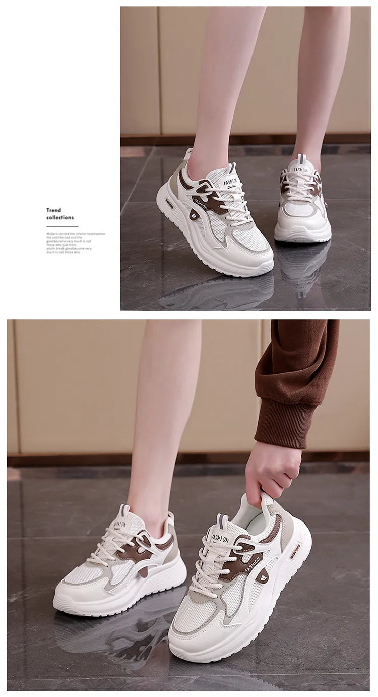 Spring and Autumn New Women's Mesh Breathable Casual Shoes Lightweight Soft Soled Sneakers Thick Soled Non Slip Walking Shoes