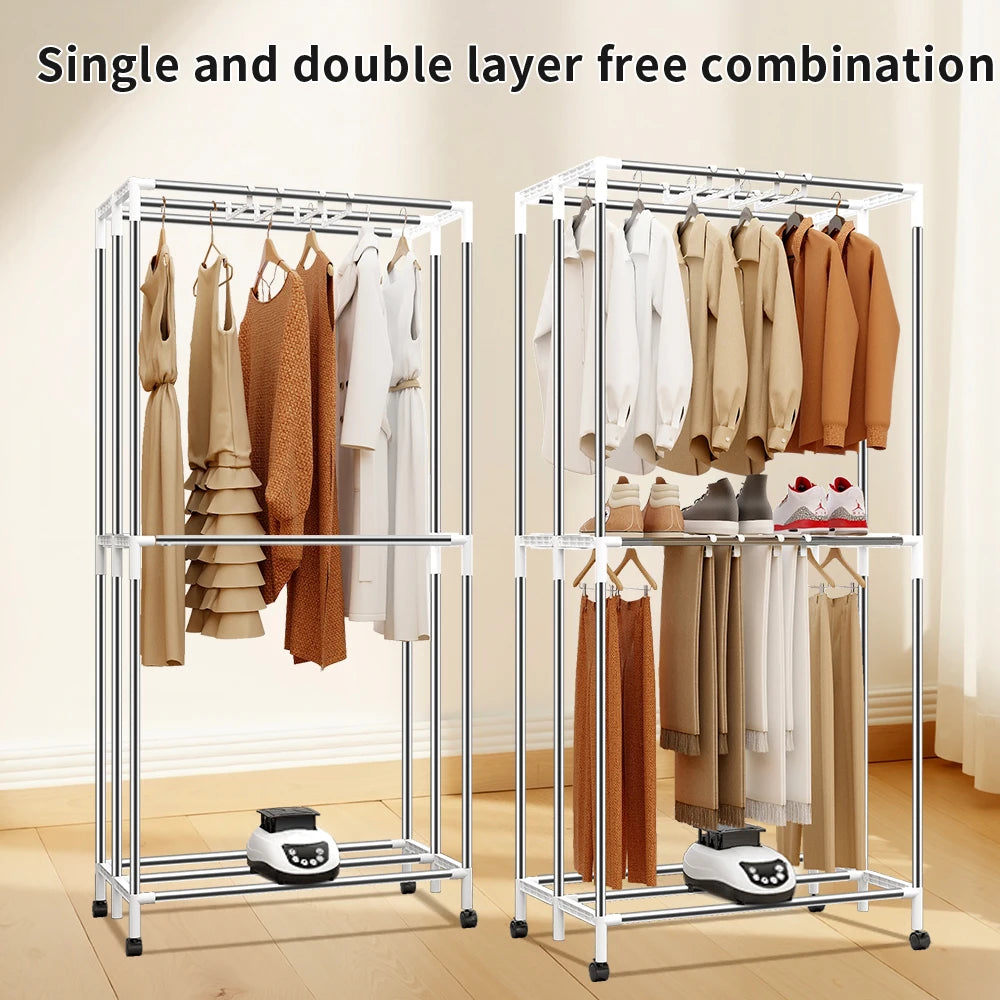 Portable Electric Clothes Dryer,220V-1500W Heated Clothes Airer, Heated Clothes Dryer with Timer, Electric Clothes Dryer