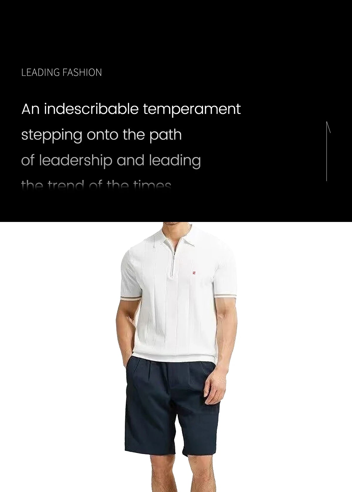 CH Luxury Men Turn Down Collar Knit Polo Half Zipper Vertical Texture Red Logo Embroidery Summer Male Business Gentleman Tee