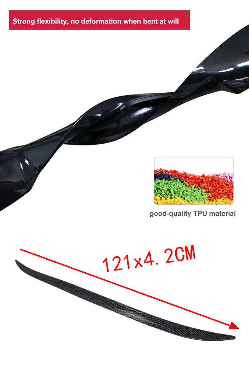 121Cm Car Rear Spoiler Boot Lip Cap Wing Bodykit For Audi Accessories A3 S3 RS3 8V 2013+ Rubber Gloss Black Soft Plastic