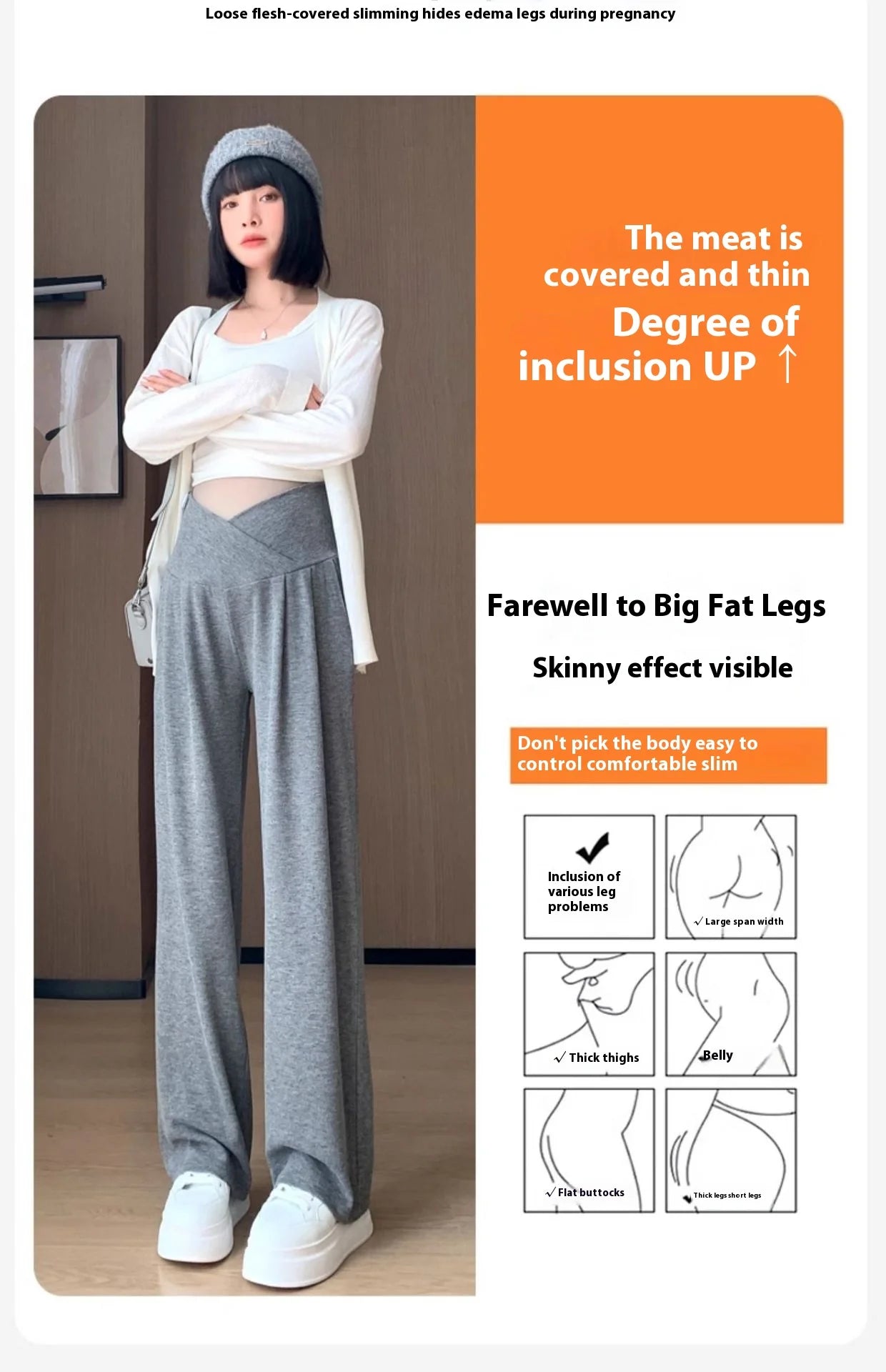 Maternity Pants Spring and Fall Wide-Legged Pants Low-Waisted Glutinous Pants Small Casual Straight Pants Maternity Clothing
