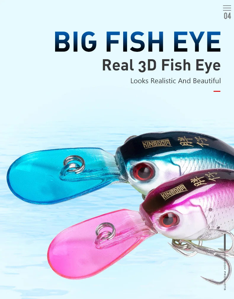 Kingdom 37mm 5g Minnow Fishing Lures Slow Sinking Crankbaits Artificial Hard Wobblers Bait for Freshwater Bass Fishing