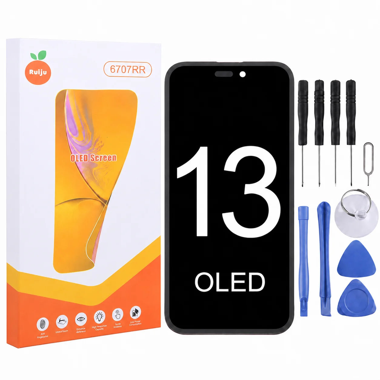 RJ Flexible Soft OLED Display for Iphone 12 13 14 15 16 Pro Max Plus Screen Touch Digitizer Assembly