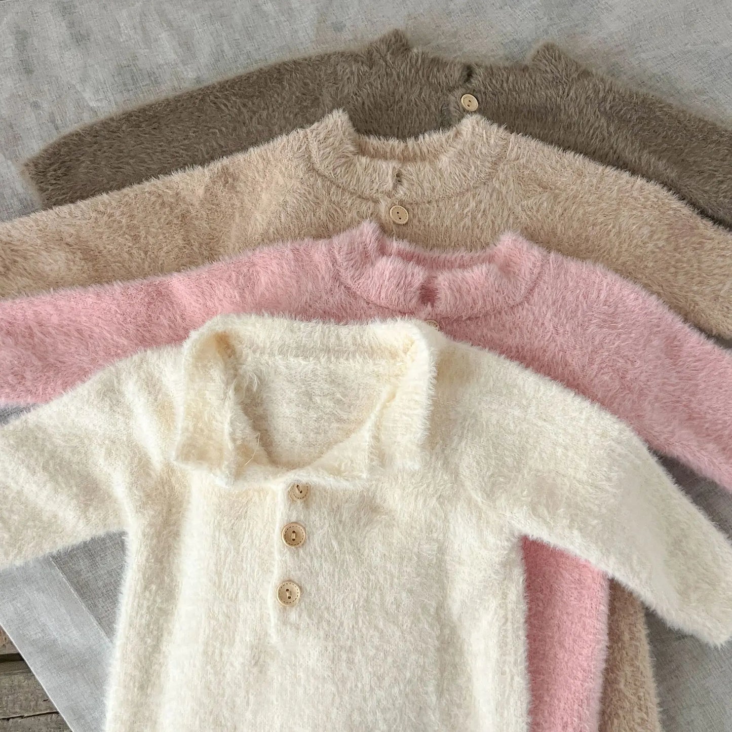 Baby Outfit Newborn Photography Props Mohair Knitted Bear Rompers Footed Jumpsuit Hat 2pcs/Sets Photography Clothing Accessories