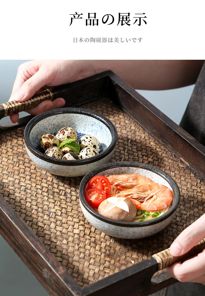 Japanese Ceramic Bowl Creative Sea Ripples Rice Bowls Restaurant Home Dessert Snacks Plate Home Kitchen Supplies Tableware