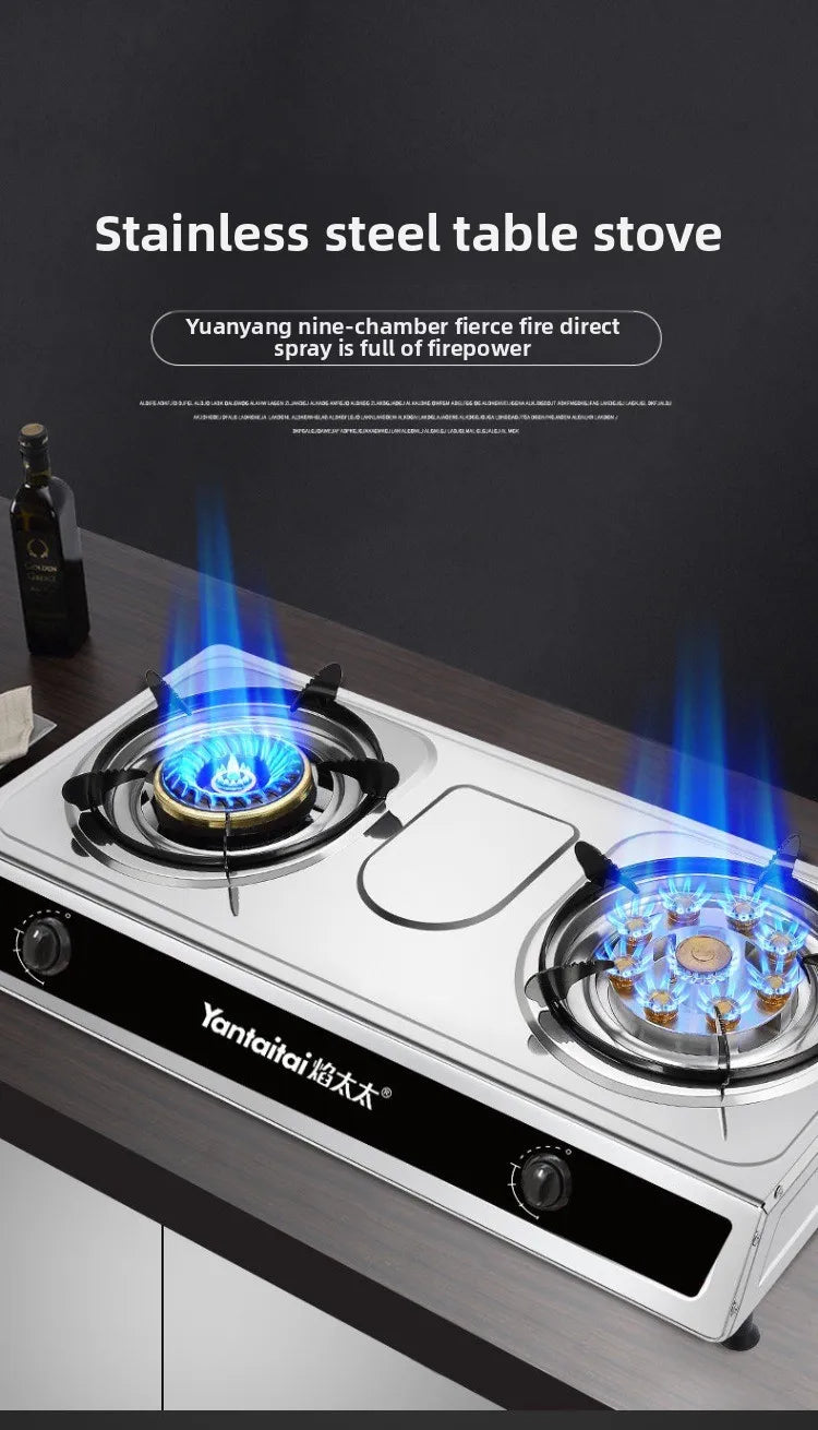 Double Burner Gas Stove Household Desktop LPG Natural Gas Energy Saving Old Style Stove abc