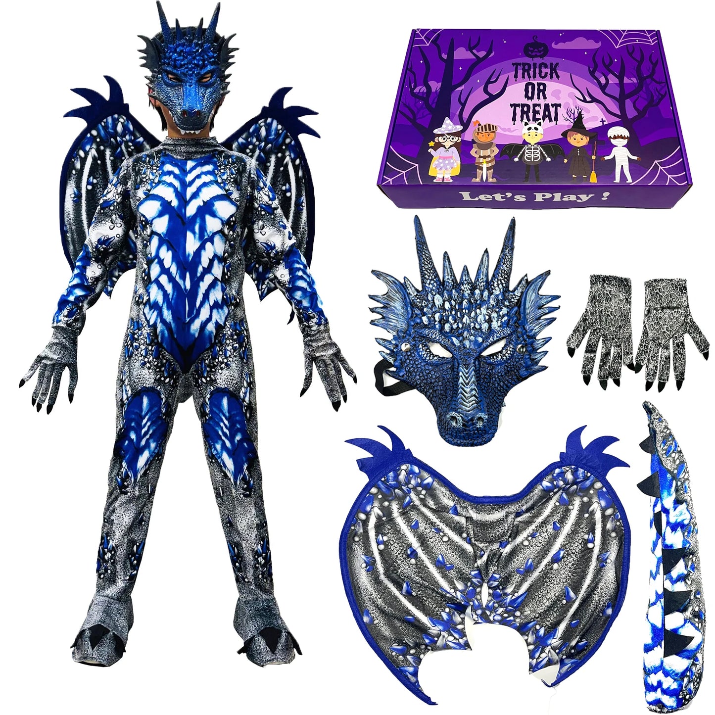 Dragon Costume for Boys Kids Onesie Fun Dress-Up for Halloween Birthday Party Carnival Cosplay