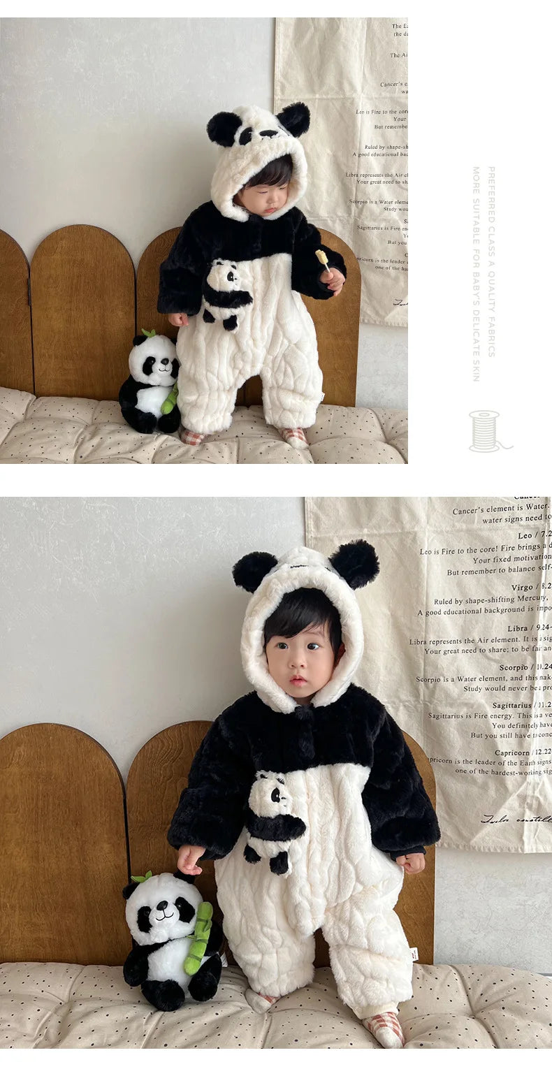 Baby Jumpsuit Baby Plush Panda Plush Hooded Climbing Suit Newborn Baby Cloth Baby Boy Cloth Baby Cloth ملابس داخلية قطعة واحدة
