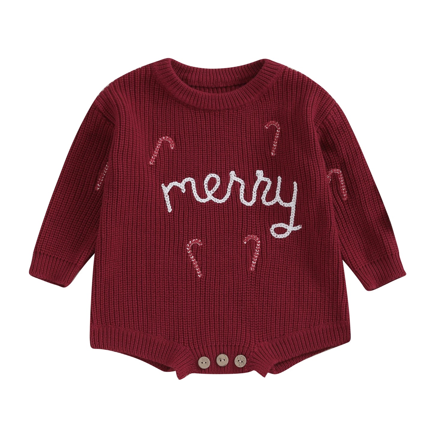 Newborn Baby Knit Sweater Romper Letter Embroidery Christmas Girls Boys Knitwear Long Sleeve Winter Bodysuit For Infant Outfits