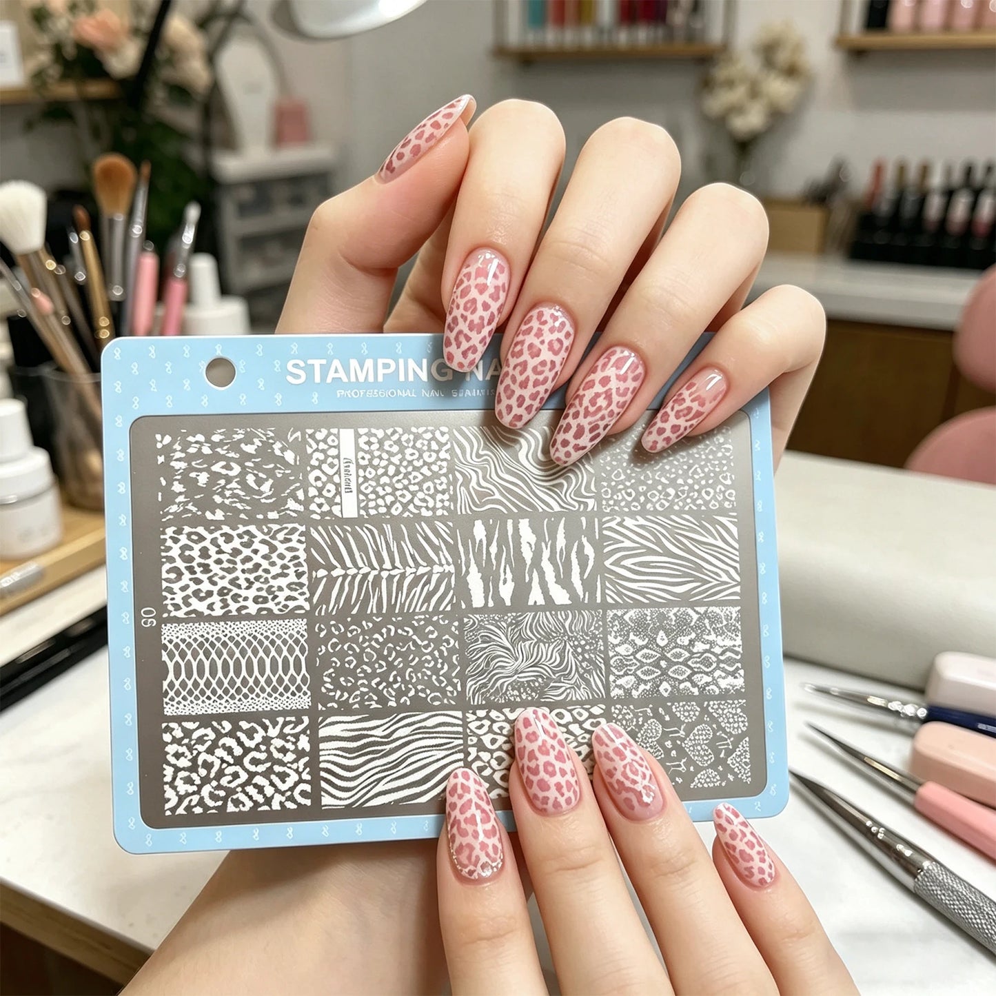 Print Nail Stamping Plate Leopard Snake Pattern Nail Art Stencil Stainless Steel Nail Stamp Template for DIY Manicure nial tools