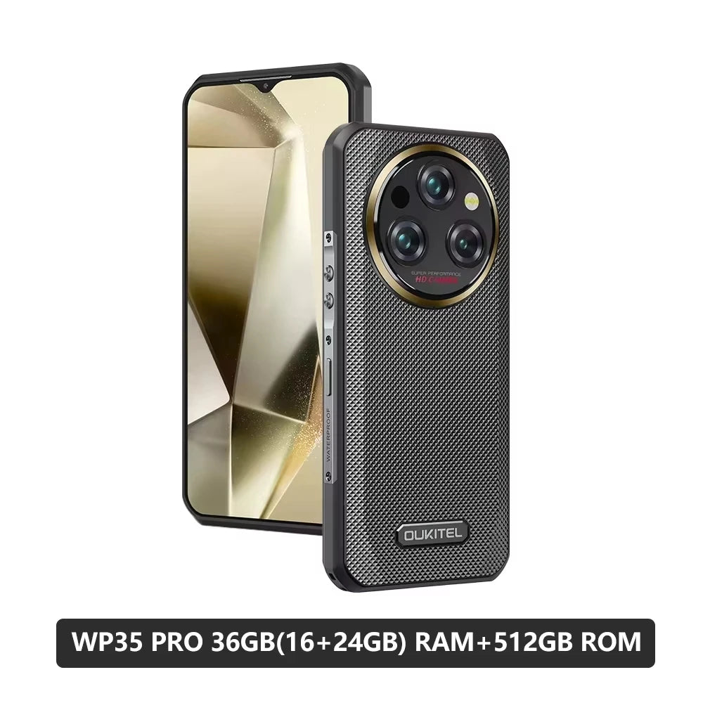 Oukitel WP35 Pro Rugged Smartphone 5G 6.6" 2.4K Display MediaTek Dimensity 6300 Mobile Phone 12GB+512GB 11000mAh 64MP Android 14