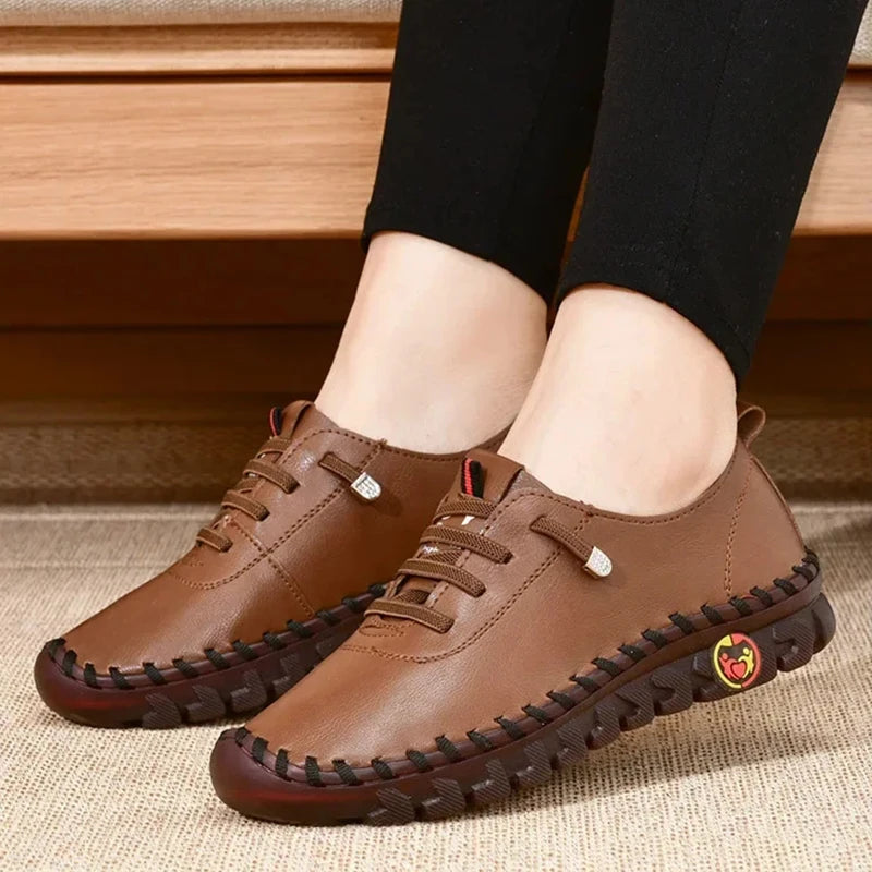 2025 Women Sneakers Platform Shoes Leather Patchwork Casual Sport Shoes Ladies Outdoor Running Vulcanized Shoes Zapatillas Mujer