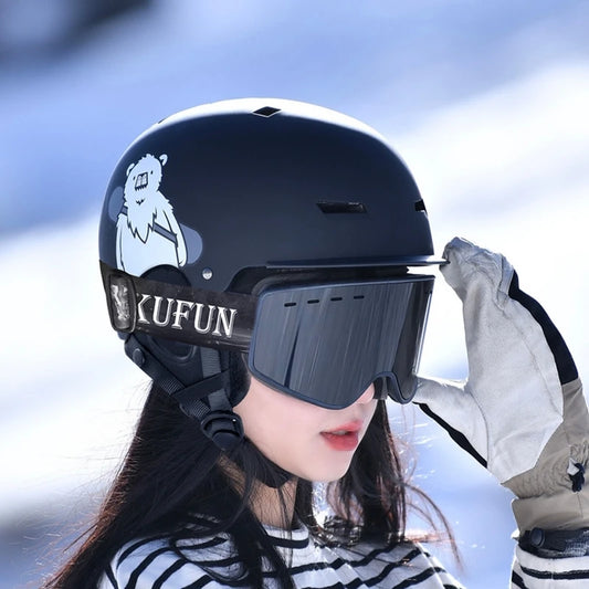 KUFUN Ski Helmet Earmuffs Winter Snow Sports Snowboard Skateboard Skating Cute Animal Lady Men Adult Kids Winter Safety Children