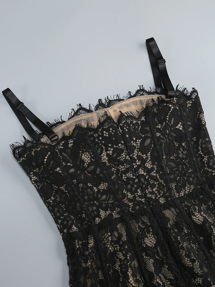 Women’s Cocktail Dress Sexy Lace Hollow Out Transparent Sleeveless Slim Fit Maxi Party Club Evening Gown White Long Dresses