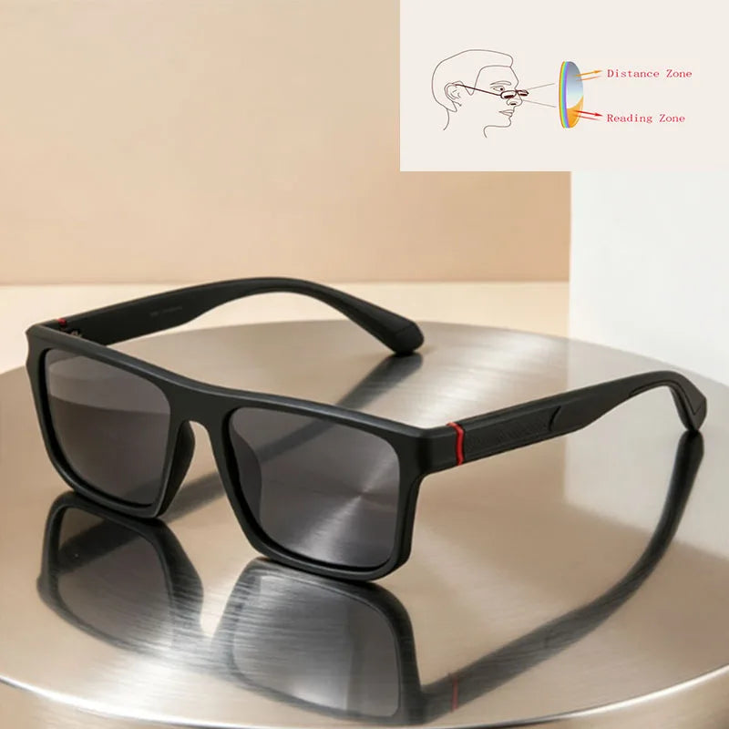Men Women Square Bifocal Far Near Dual Vision Reading Glasses Trendy Driving Fishing Shade Presbyopia Eyewear Customize Lens