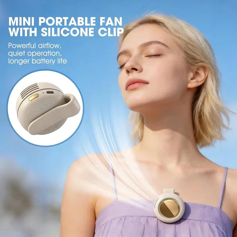 Silent Mini Bladeless Fan Electric Small fan Clip on Shirt Waist Portable Mini Bladeless Fans 3-Speed For Outdoor 2026